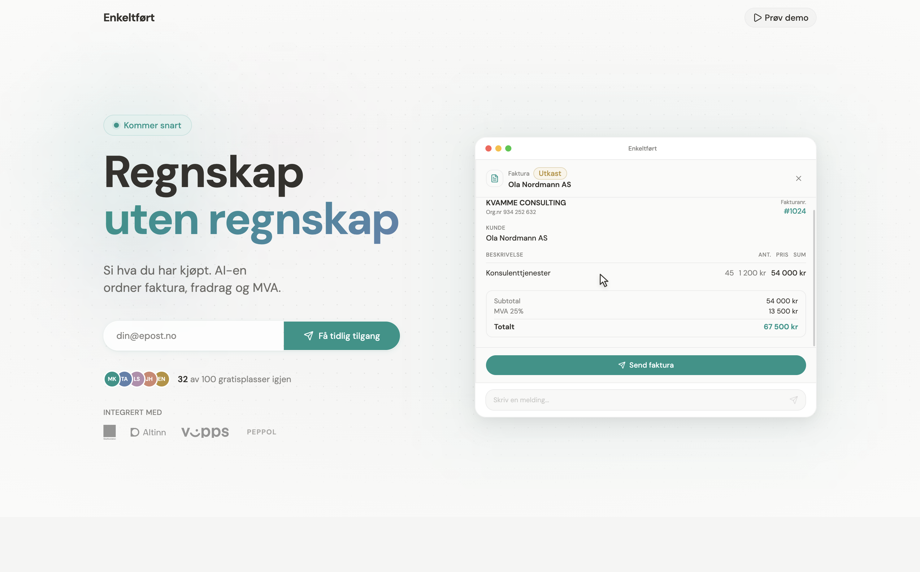 Enkeltført screenshot